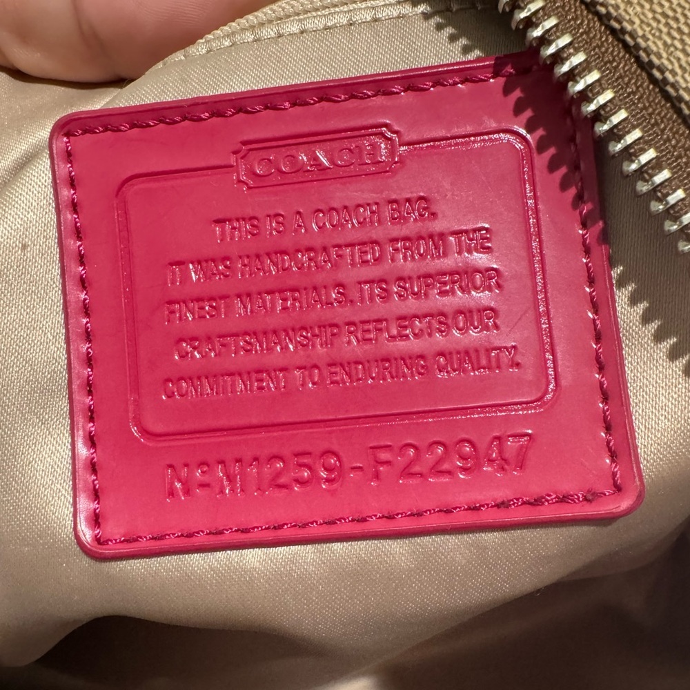 Coach Poppy Brown and Fuchsia Canvas Tote - Picture 9 of 13